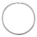 Flat silver stainless steel Cuban chain necklace with embossed texture on white background - 45cm / Silver