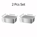 Set of 2 stainless steel food containers 13.5x10.5x5cm with transparent lids - Small 2 Pcs Set with Lids