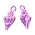 Bright purple metallic conch seashell charms for DIY alloy jewelry making projects - Conch / Purple