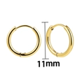 Classic 11mm polished 18K gold stainless steel hoop earrings with snap closure - 11mm / Gold