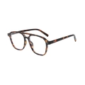 Retro tortoise shell aviator glasses with double bridge and silver metal rivets - Tortoiseshell Frame Anti-Blue Light