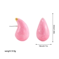 Detail showing dimensions of pink marble enamel teardrop earrings with gold accents - Gold Pink (22537_5)