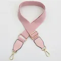 Adjustable pink canvas bag strap with gold metal hooks and light pink leather ends - Light Pink Strap-Pink Leather / Light Gold Buckle