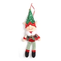 Pendaglio elfo natalizio in peluche con cappello di paillettes e gambe a righe per albero - Ciondolo Elfo Cappello Verde / Verde