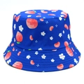 Cappello alla pescatora blu reversibile con motivi a pesca e fiori per protezione solare - M (56-58cm) / Blu