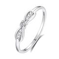 Elegant S925 sterling silver bow ring with white zircon stones on white background - US 6 / FDJZ-259 / White Gold