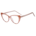 Modieus cat-eye brilmontuur van transparant roze TR90 materiaal met metalen kern - Transparant Thee