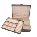 Double-layer gray faux leather jewelry box with removable tray and beige lining - Double Layer 23*17*9 / Gray