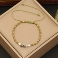 Bohemian handmade beaded bracelet with green natural stones on jewelry display box - Dark Green
