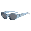 Cyberpunk Y2K Cat-Eye-Sonnenbrille mit blauem Rahmen, grauen Gläsern und Silbersternen - Blauer Rahmen Graue Gläser