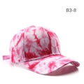 Pink and white tie-dye cotton baseball cap with adjustable strap and curved brim - Bright Pink Tie-dye (B3-8)