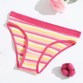 Mutandine di cotone a righe rosa e gialle con trama a coste ed elastico in vita alto - Arancione e Giallo