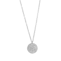 Collana in acciaio inossidabile argento con ciondolo tondo martellato su fondo bianco - Color Acciaio