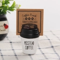 Creative coffee cup memo holder with black lid and Milstead Coffee logo for desk display - Coffee Cup - White