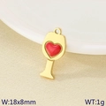 Ciondolo a calice dorato smaltato con cuore rosso e misure 18x8mm indicate - Ciondolo Calice di Vino con Cuore Rosso (KLJ9475-ZLA)