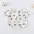 Waterproof baby feeding bib in beige with purple animal print and food catcher pocket - (super Soft) Shawl - White Coffee Animal / One Size