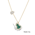 Collar de titanio dorado con colgante de malaquita verde y circonitas finas - Collar de Calabaza Verde (8971) / Verde