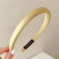 Minimalist yellow satin headband for women featuring a handmade label and glossy finish - Fine Style / Thin Satin Yellow