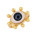Golden copper evil eye ring with blue enamel and micro-inlaid details for parties - Grey Blue - Beaded Eye
