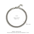 Silver stainless steel double row Cuban link bracelet with lobster clasp 19cm - SL-2 / Silver