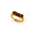 18K gold stainless steel ring featuring inlaid natural brown crushed stones in a variant - US 7 / Tiger's Eye