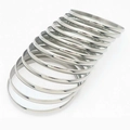 Mirror polished silver titanium steel cuff bracelets for couples in a stackable set - Inner Diameter 55mm / Steel Color (12 Rings)