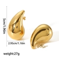 Polished 18K gold-plated teardrop hoop earrings with size and weight annotations - Gold Large Teardrop Earrings (TE6400-G)