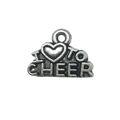 Antique silver sports charm featuring I Love To Cheer embossed text for DIY jewelry - I Love To Cheer Plaque