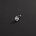 Sparkling silver titanium steel stud earring featuring a brilliant white zircon with flat back - Flat Back Screw / 7mm / Steel