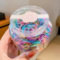Elastici per capelli colorati usa e getta in barattolo con adesivo floreale rosa - Barattolo / 8# Colori Vivaci (1000 Pezzi)