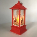 Red Christmas lantern with Santa Claus and reindeer patterns and LED candle inside - Red Santa Claus