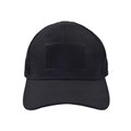 Detailed view of black tactical cap with hook-and-loop patch and ripstop fabric texture - Solid Black