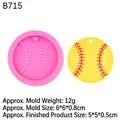 Pink silicone baseball keychain mold with yellow heart-hole finished sample B715 - 2# Baseball Heart Hole / Pink