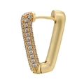 V-shaped gold-plated huggie earring with micro-paved white cubic zirconia stones - Gold White Zirconia
