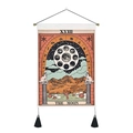 Böhmischer Wandteppich Tarot Mond Design mit dekorativen schwarzen Quasten Wandbild - 35x50cm / Der Mond (THE MOON)