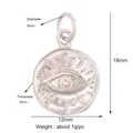 Silver evil eye charm pendant in gold-plated copper with intricate relief for jewelry DIY - Silver Round Eye Relief Style (K097013K2)