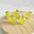 Set of five mini yellow crystal mushroom pendants for DIY jewelry making accessories - Synthetic Yellow Cat Eye