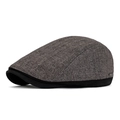 Men's newsboy cap in grey textured blend with black brim and adjustable side metal logo - Dark Gray