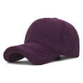 Deep purple fleece baseball cap made of thick thermal lamb wool for winter warmth - Adjustable / Deep purple