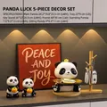 Panda storage decor set with gold tray, wooden key rack, and festive red frame - Panda Yuanbao Storage 5-Piece Set