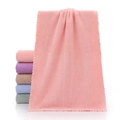 Thick absorbent coral fleece towel set with elegant wavy edges in five macaron colors - Coral Fleece Pink (Towel)