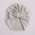 Beige Baby Turban Mütze mit süßer Schleife und atmungsaktivem Lochmuster-Design - Beige (#2)