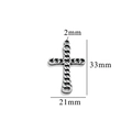 Silver vintage cross pendant with textured surface 33mm by 21mm size dimensions - Style 29