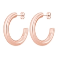 Polierte minimalistische dicke C-Form Hohl-Creolen in roségold beschichtetem Stahl - 5.0*25mm / Roségold