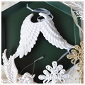 Dettaglio decorazione ala d'angelo in resina bianca con bordi glitterati - Ali-Bianco Avorio