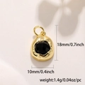 Gold-plated copper pendant with black faceted onyx stone and precise size measurements - Black Agate Pendant