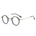 Retro ronde zwarte zonnebril met slanke gouden metalen pootjes en punk-stijl - Zwart Frame Gouden Pootje Anti-Blauw Licht C1