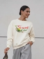 Oversized μπεζ φούτερ με στάμπα The Tennis Club και κομψό σχέδιο με χαμηλούς ώμους - S / Επένδυση Fleece