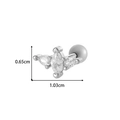 Silver geometric copper stud earring with cubic zirconia inlay and size dimensions - Flower Leaf Shape (0180-7# Silver)
