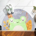 Semi-circle door mat with cute cartoon frog design and yellow leaves for home entrance - Frog